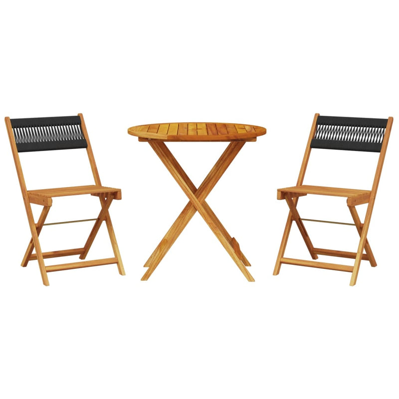 3 Piece Bistro Set Black Polypropylene and Solid Wood Payday Deals