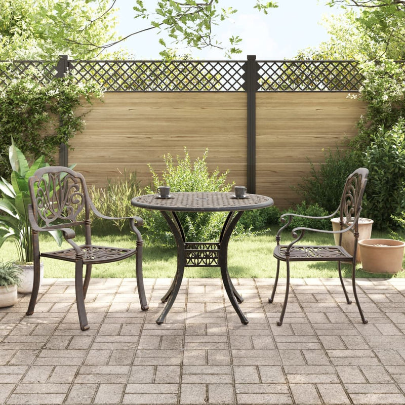 3 Piece Bistro Set Bronze Cast Aluminium Payday Deals