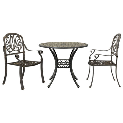3 Piece Bistro Set Bronze Cast Aluminium Payday Deals