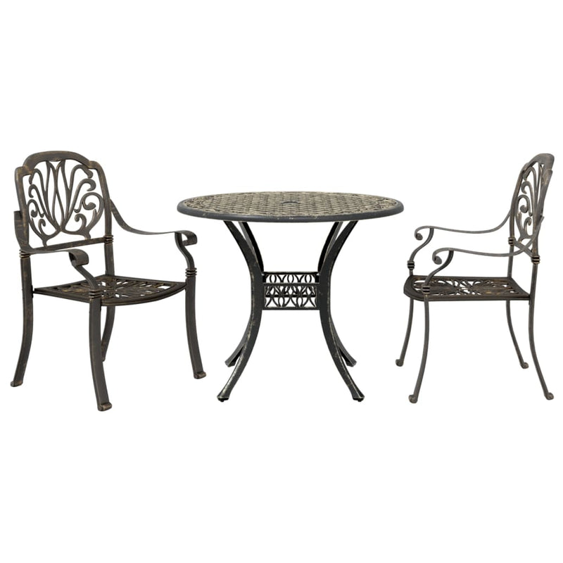 3 Piece Bistro Set Bronze Cast Aluminium Payday Deals