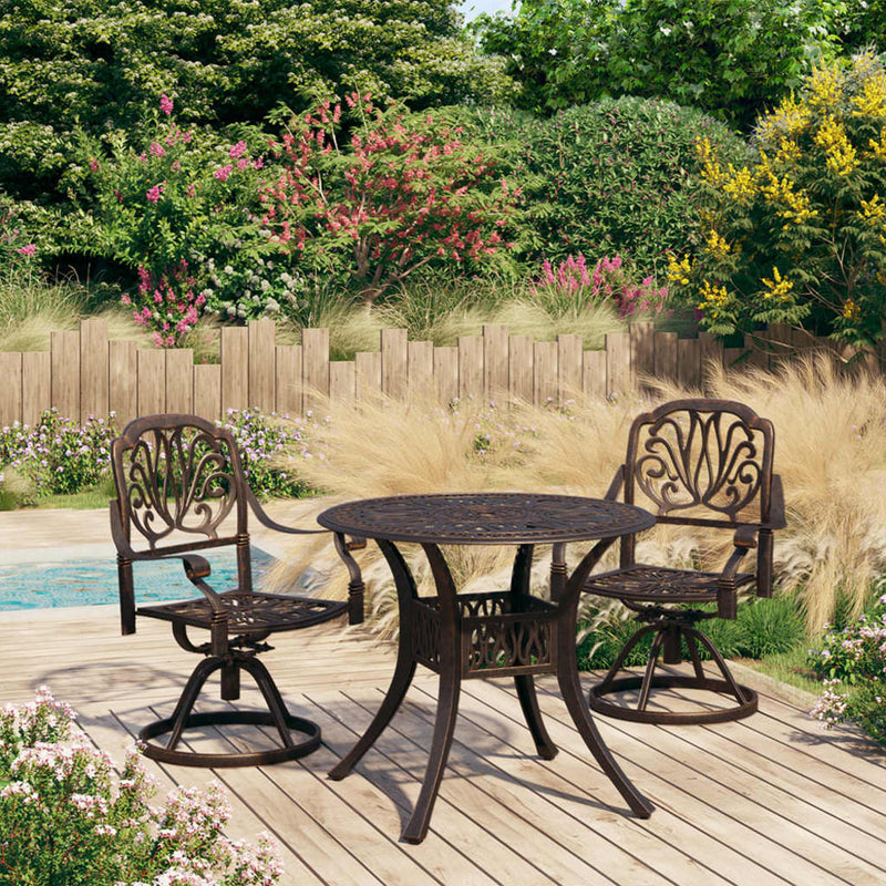3 Piece Bistro Set Cast Aluminium Bronze Payday Deals