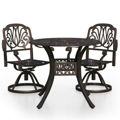 3 Piece Bistro Set Cast Aluminium Bronze Payday Deals