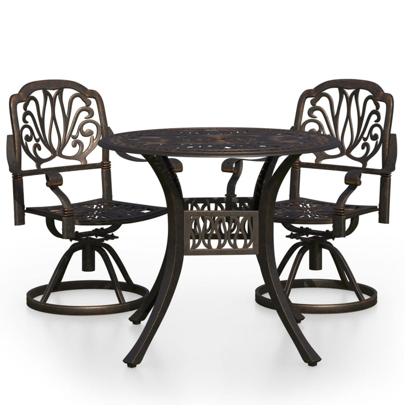 3 Piece Bistro Set Cast Aluminium Bronze Payday Deals