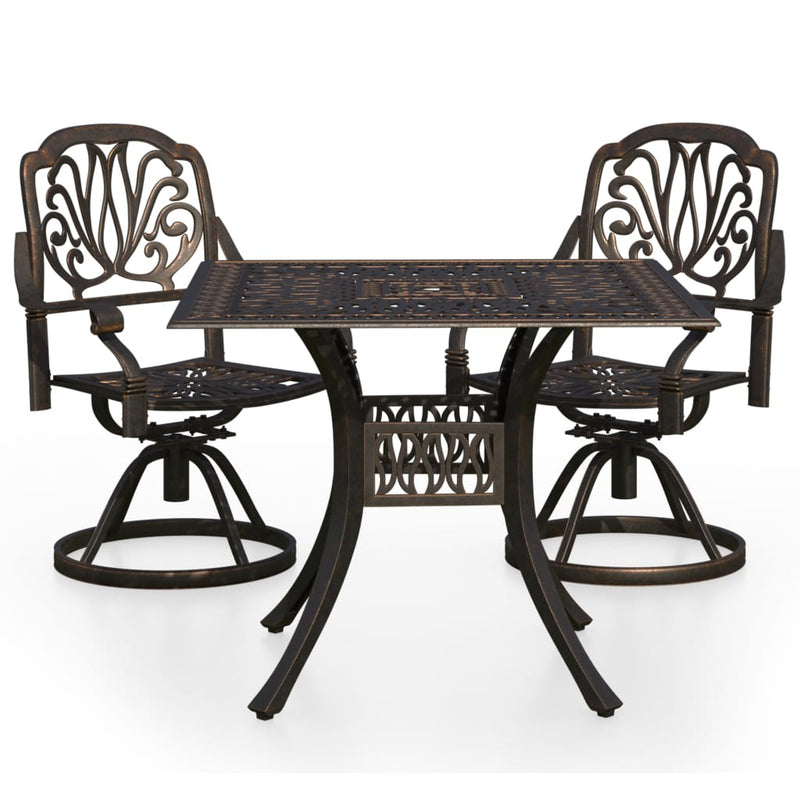 3 Piece Bistro Set Cast Aluminium Bronze Payday Deals