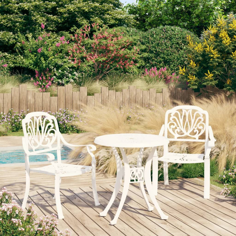 3 Piece Bistro Set Cast Aluminium White Payday Deals