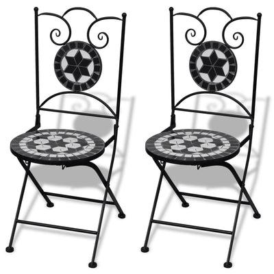 3 Piece Bistro Set Ceramic Tile Black and White Payday Deals