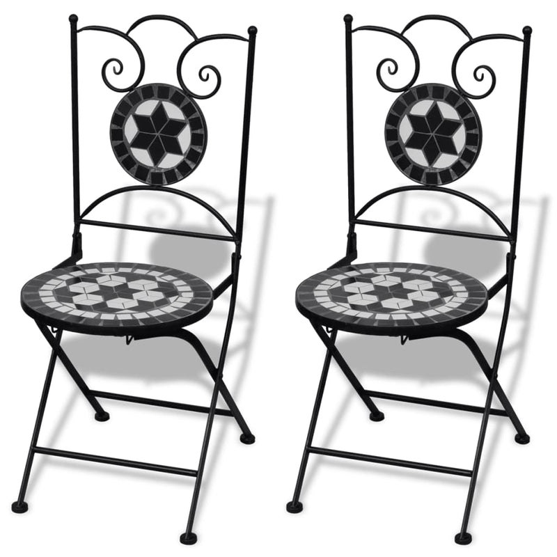 3 Piece Bistro Set Ceramic Tile Black and White Payday Deals