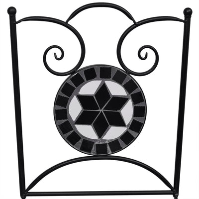 3 Piece Bistro Set Ceramic Tile Black and White Payday Deals