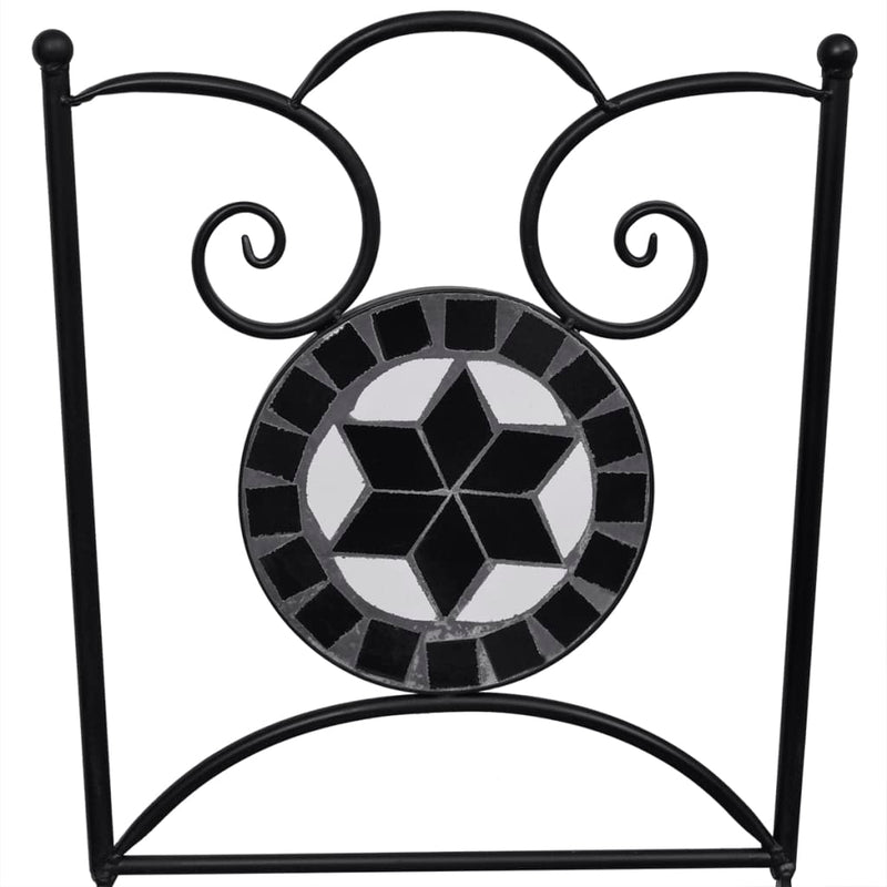 3 Piece Bistro Set Ceramic Tile Black and White Payday Deals