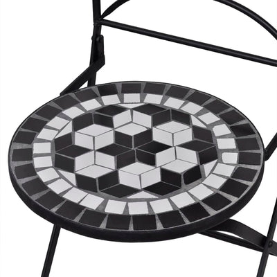 3 Piece Bistro Set Ceramic Tile Black and White Payday Deals