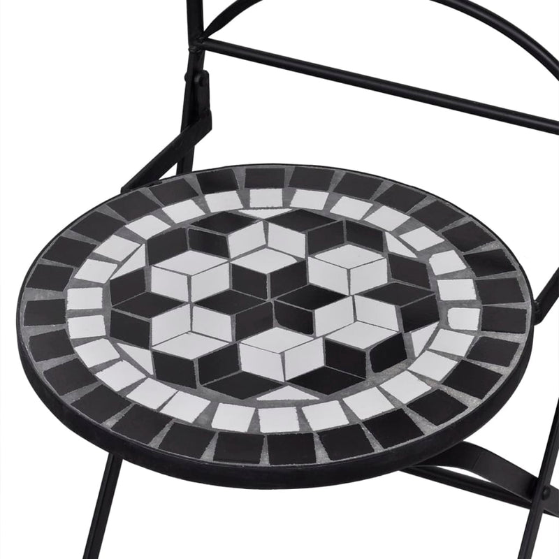 3 Piece Bistro Set Ceramic Tile Black and White Payday Deals