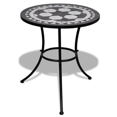 3 Piece Bistro Set Ceramic Tile Black and White Payday Deals