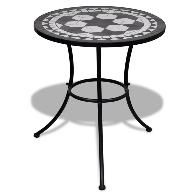 3 Piece Bistro Set Ceramic Tile Black and White Payday Deals