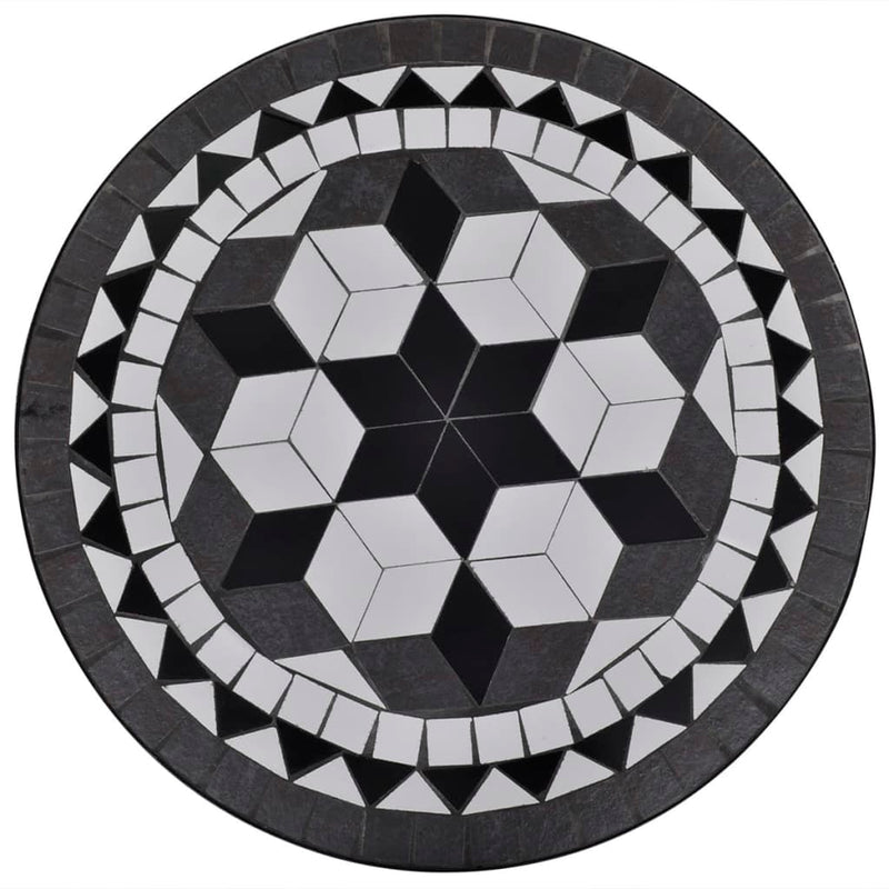 3 Piece Bistro Set Ceramic Tile Black and White Payday Deals