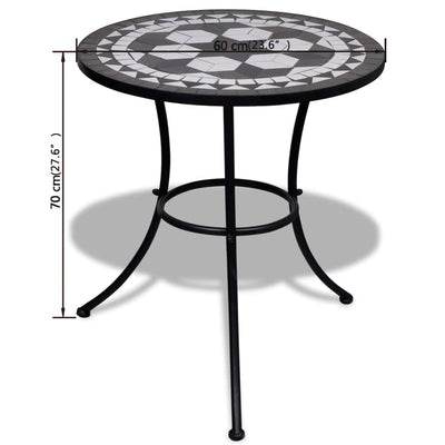 3 Piece Bistro Set Ceramic Tile Black and White Payday Deals