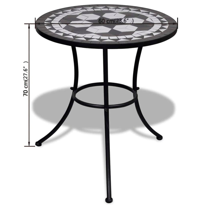 3 Piece Bistro Set Ceramic Tile Black and White Payday Deals