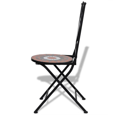 3 Piece Bistro Set Ceramic Tile Terracotta and White Payday Deals