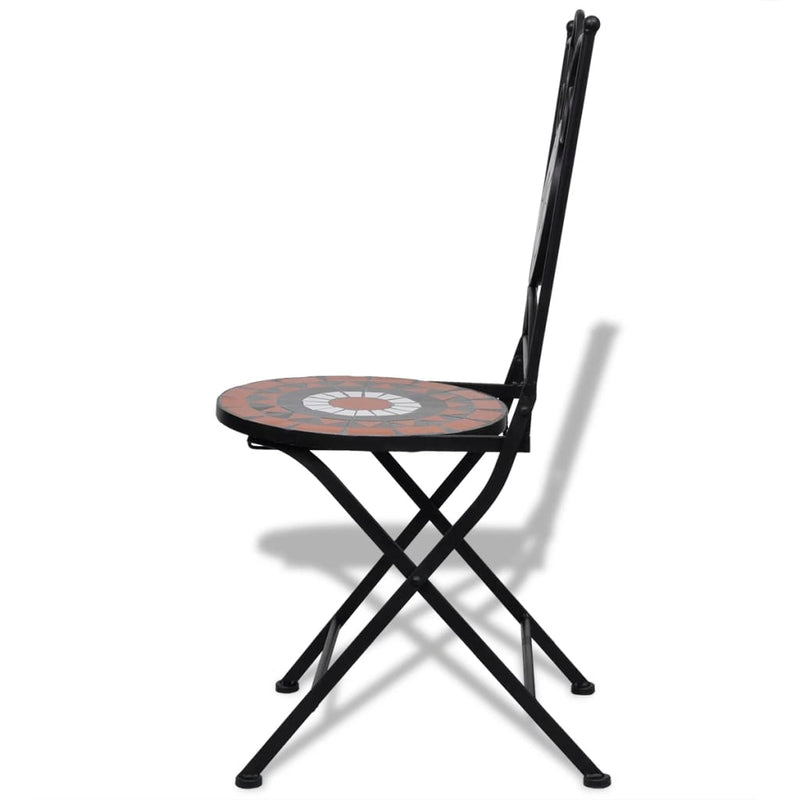 3 Piece Bistro Set Ceramic Tile Terracotta and White Payday Deals