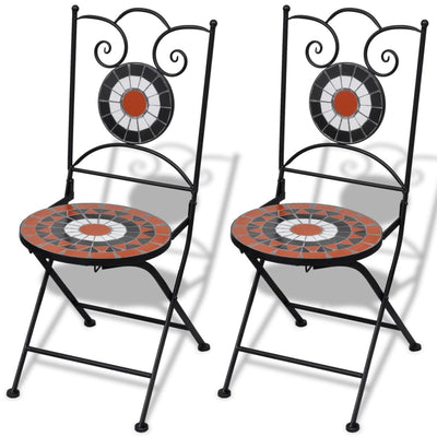 3 Piece Bistro Set Ceramic Tile Terracotta and White Payday Deals