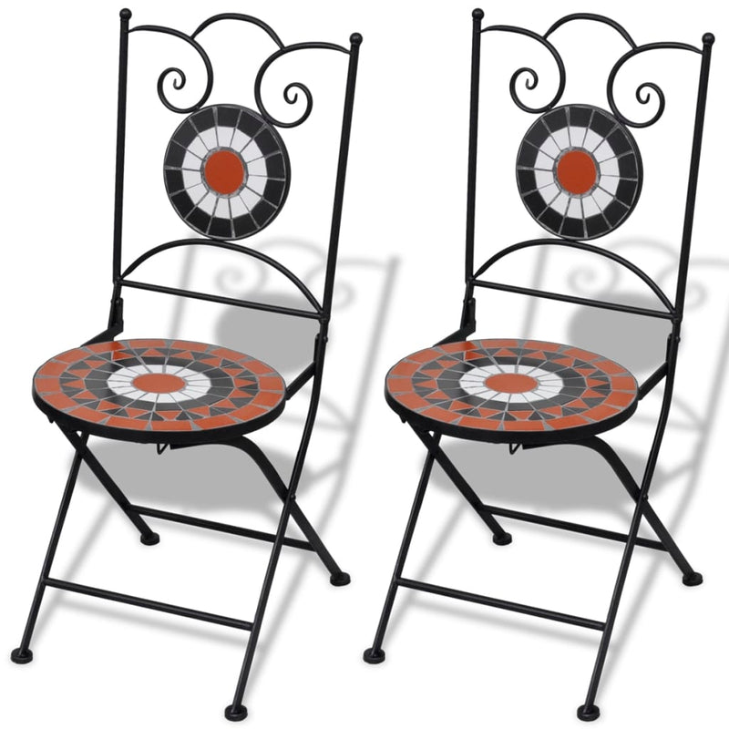 3 Piece Bistro Set Ceramic Tile Terracotta and White Payday Deals