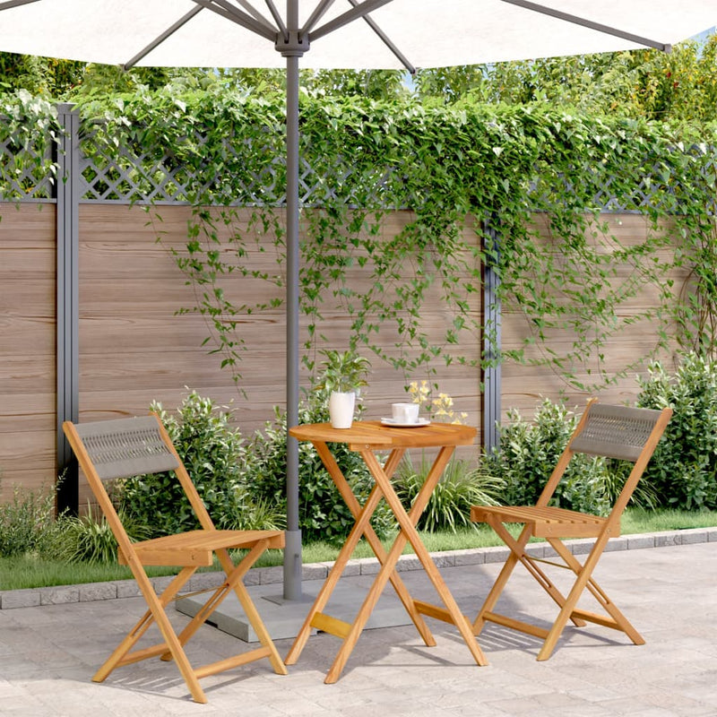 3 Piece Bistro Set Grey Polypropylene and Solid Wood Payday Deals