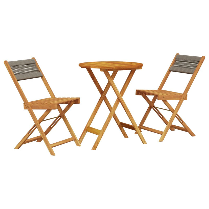 3 Piece Bistro Set Grey Polypropylene and Solid Wood Payday Deals