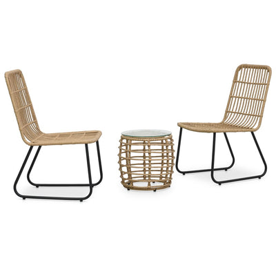 3 Piece Bistro Set Poly Rattan Oak Payday Deals