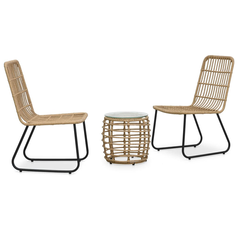 3 Piece Bistro Set Poly Rattan Oak Payday Deals