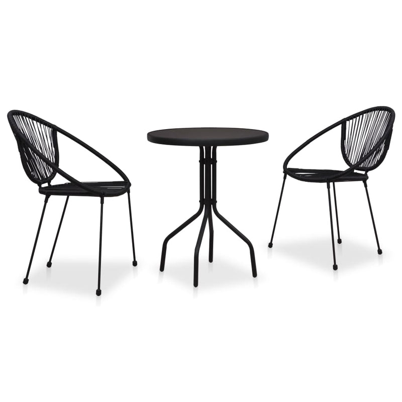 3 Piece Bistro Set PVC Rattan Black Payday Deals