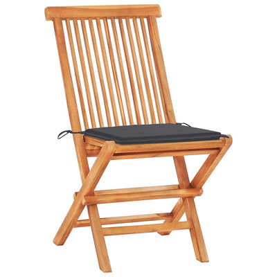 3 Piece Bistro Set with Anthracite Cushions Solid Teak Wood Payday Deals