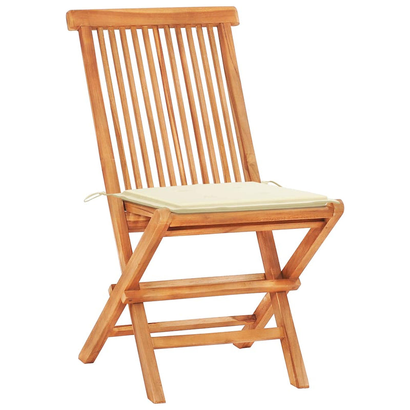3 Piece Bistro Set with Cream Cushions Solid Teak Wood Payday Deals