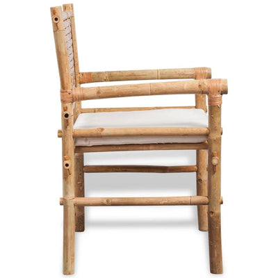 3 Piece Bistro Set with Cushions Bamboo Payday Deals