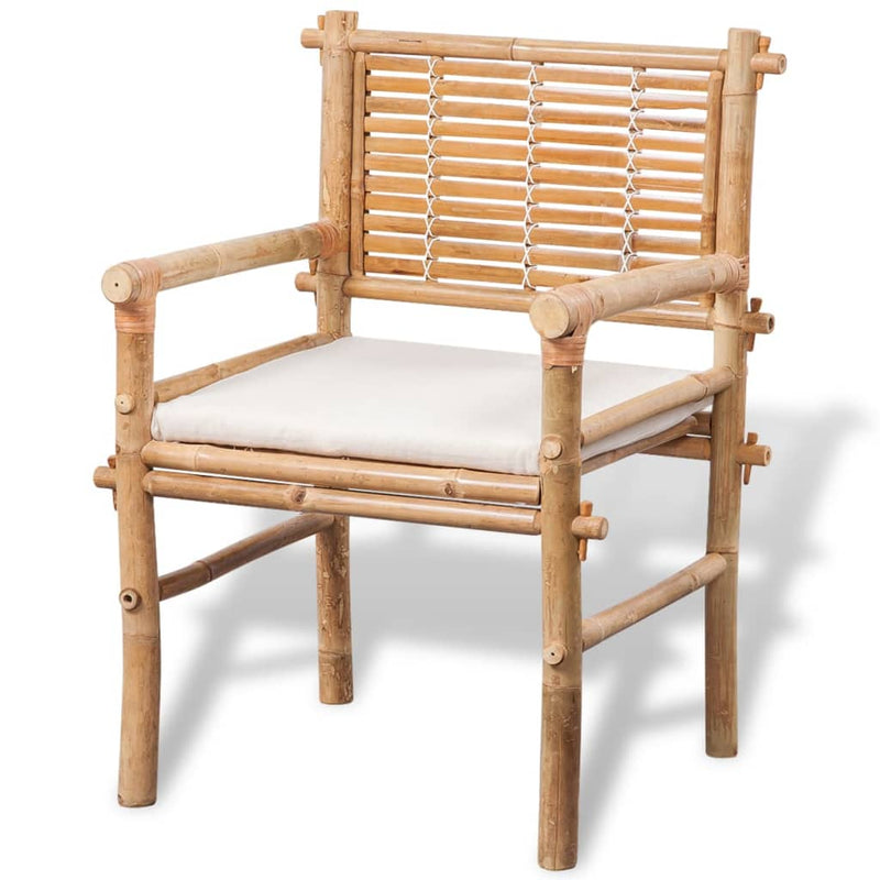 3 Piece Bistro Set with Cushions Bamboo Payday Deals