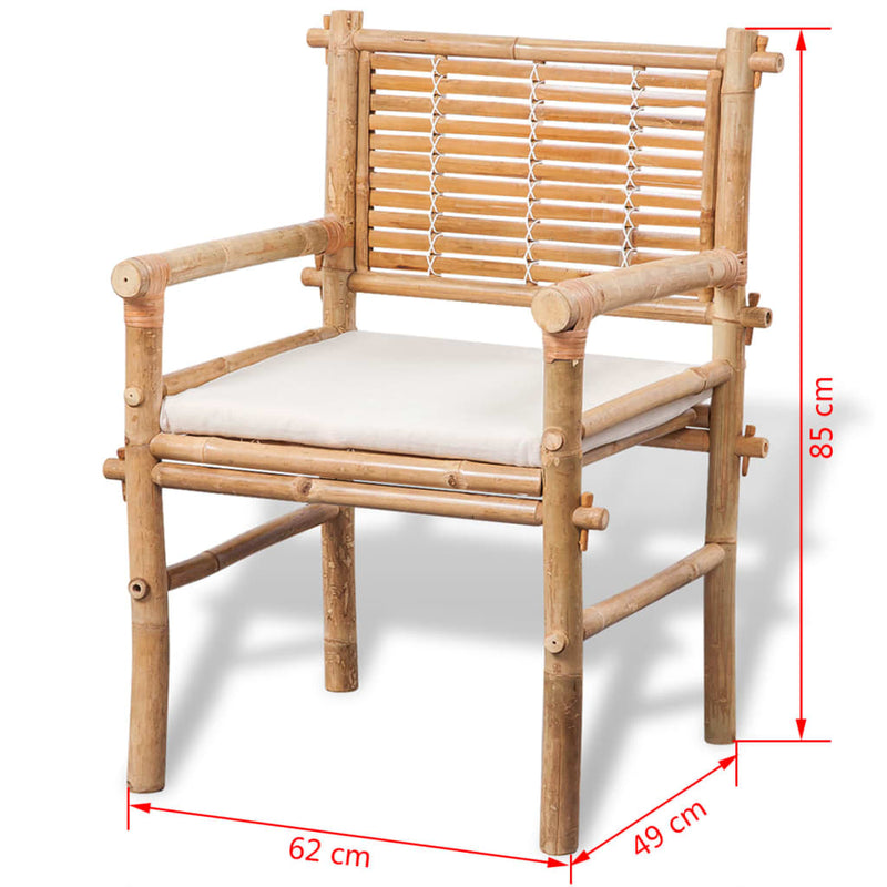 3 Piece Bistro Set with Cushions Bamboo Payday Deals