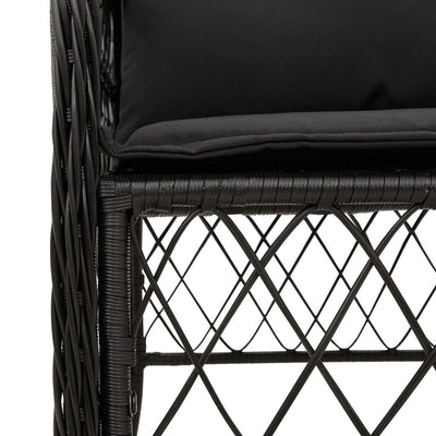 3 Piece Bistro Set with Cushions Black Poly Rattan Payday Deals