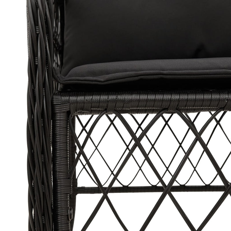 3 Piece Bistro Set with Cushions Black Poly Rattan Payday Deals