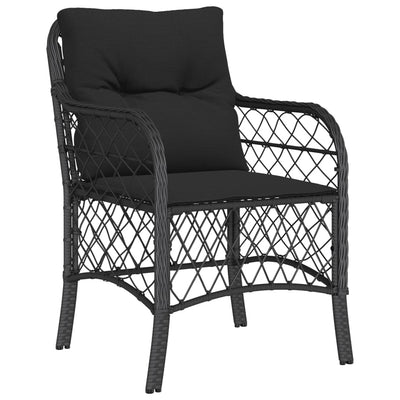 3 Piece Bistro Set with Cushions Black Poly Rattan Payday Deals