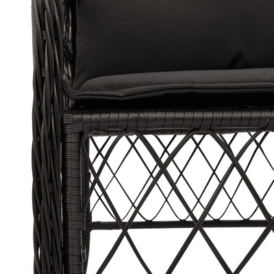 3 Piece Bistro Set with Cushions Black Poly Rattan Payday Deals