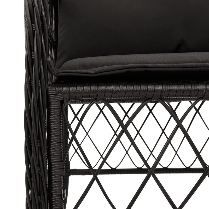 3 Piece Bistro Set with Cushions Black Poly Rattan Payday Deals