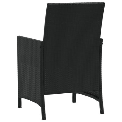 3 Piece Bistro Set with Cushions Black Poly Rattan Payday Deals