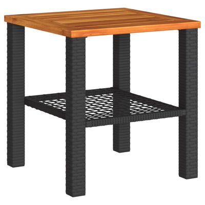 3 Piece Bistro Set with Cushions Black Poly Rattan Acacia Wood Payday Deals