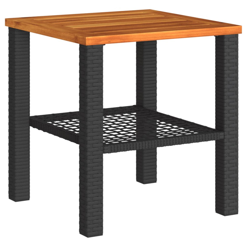3 Piece Bistro Set with Cushions Black Poly Rattan Acacia Wood Payday Deals