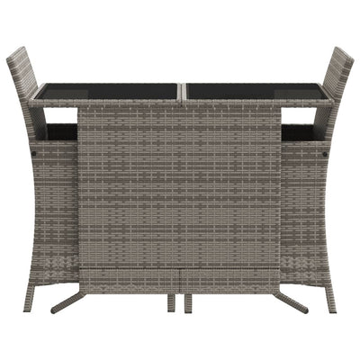 3 Piece Bistro Set with Cushions Grey Poly Rattan Payday Deals