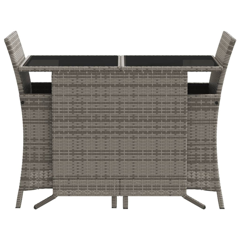 3 Piece Bistro Set with Cushions Grey Poly Rattan Payday Deals