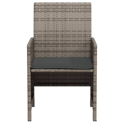 3 Piece Bistro Set with Cushions Grey Poly Rattan Payday Deals