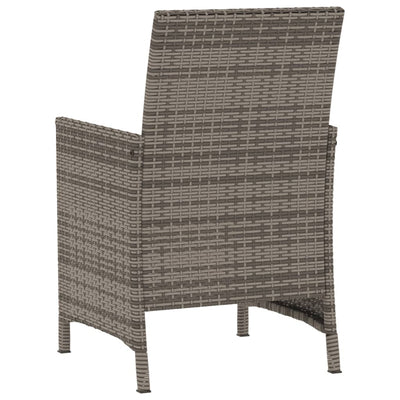 3 Piece Bistro Set with Cushions Grey Poly Rattan Payday Deals