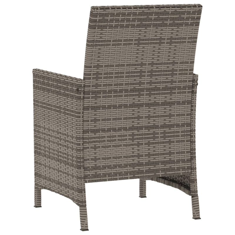 3 Piece Bistro Set with Cushions Grey Poly Rattan Payday Deals