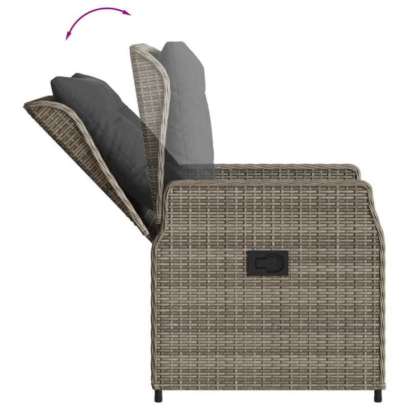 3 Piece Bistro Set with Cushions Grey Poly Rattan Payday Deals
