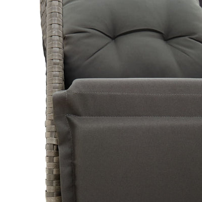 3 Piece Bistro Set with Cushions Grey Poly Rattan Payday Deals