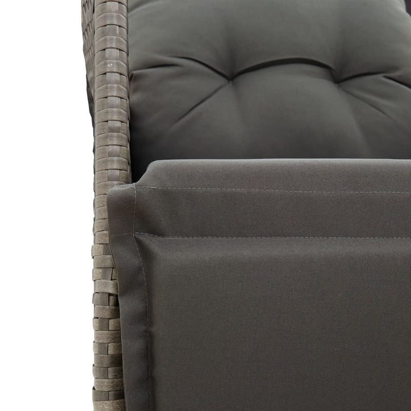 3 Piece Bistro Set with Cushions Grey Poly Rattan Payday Deals